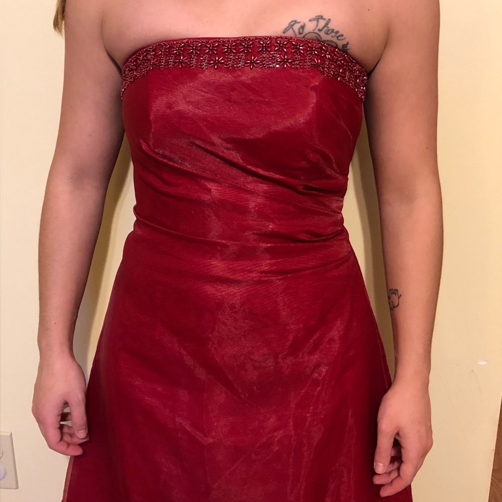 Long Burgundy bridesmaid gown or formal gown